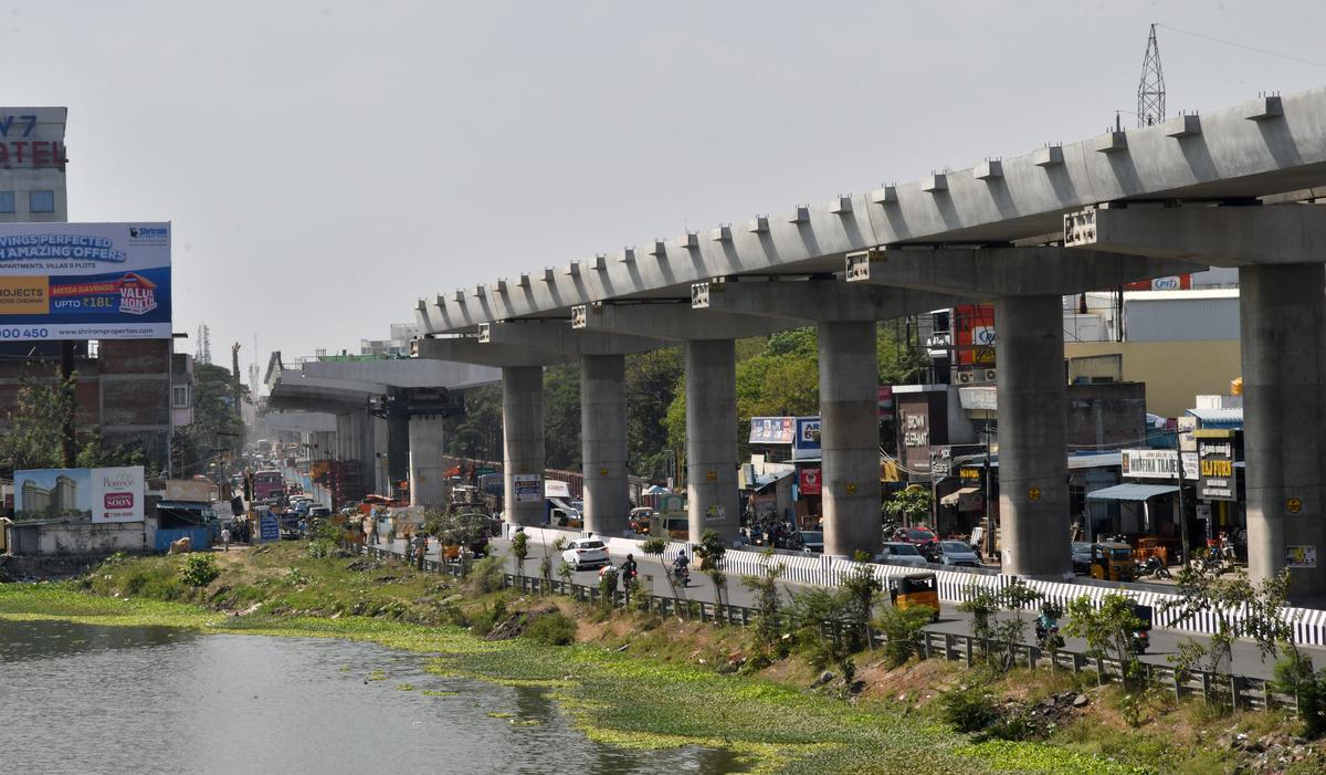 55 of viaduct on PoonamalleePorur Metro has been finished. Gofar